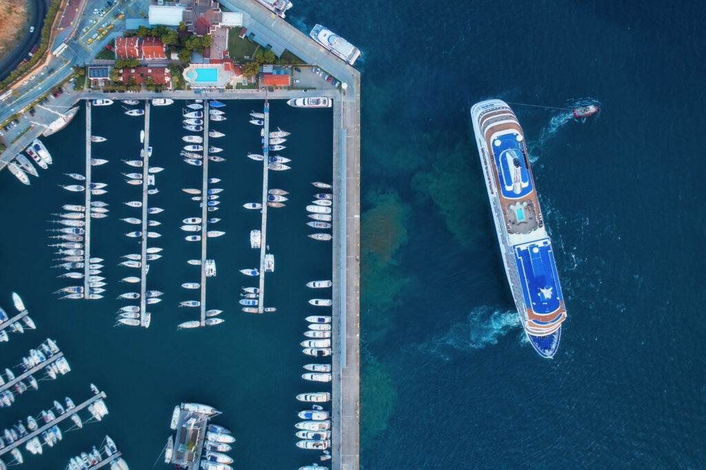 aerial view of boat harbor